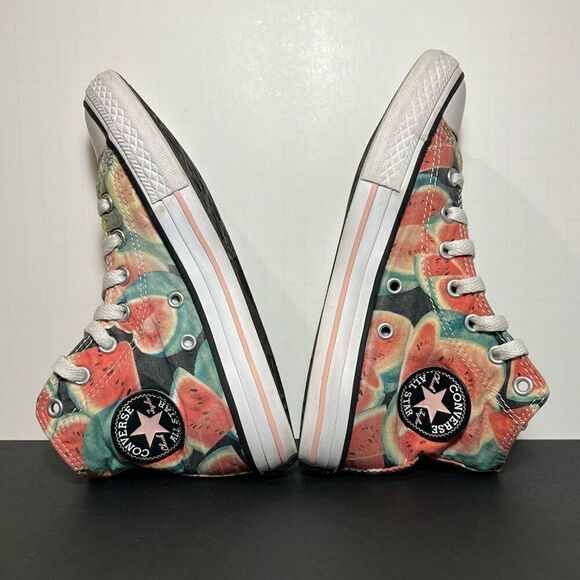 Girls CONVERSE Chuck Taylor All Star Hi Watermelon Sneakers / Size 2 - Picture 6 of 9